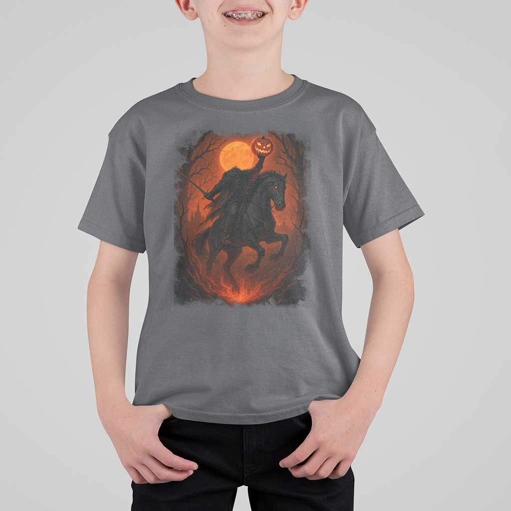 Scary Pumpkin Headless Horseman Halloween T Shirt For Kid - Wonder Print Shop