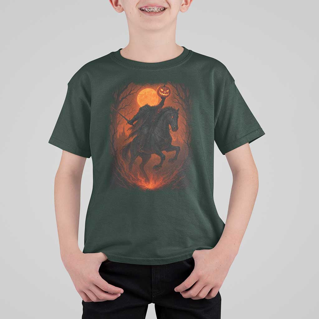 Scary Pumpkin Headless Horseman Halloween T Shirt For Kid - Wonder Print Shop