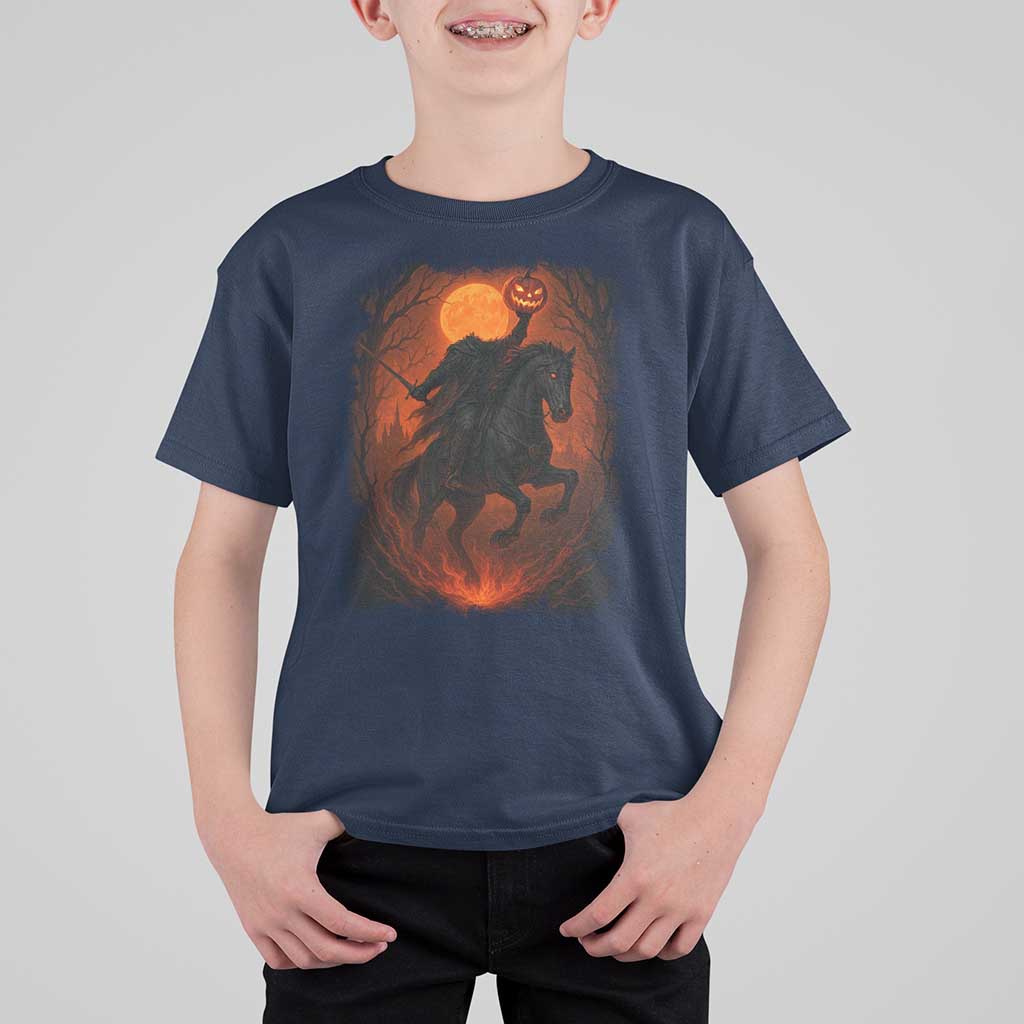 Scary Pumpkin Headless Horseman Halloween T Shirt For Kid - Wonder Print Shop