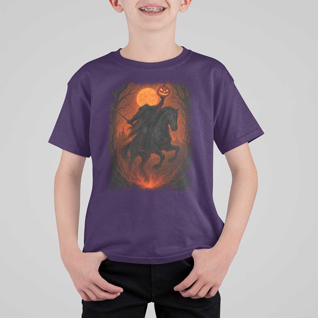 Scary Pumpkin Headless Horseman Halloween T Shirt For Kid - Wonder Print Shop