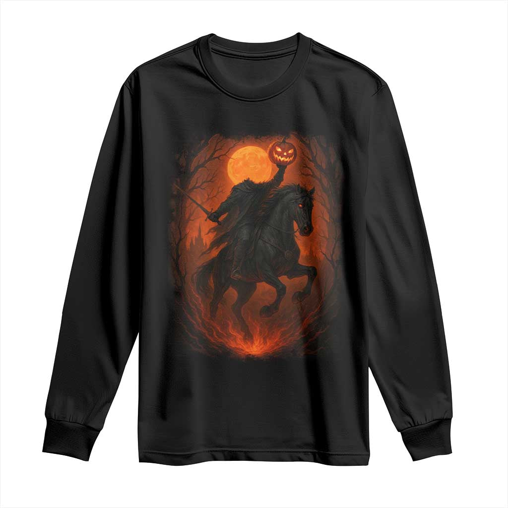 Scary Pumpkin Headless Horseman Halloween Long Sleeve Shirt - Wonder Print Shop