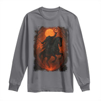 Scary Pumpkin Headless Horseman Halloween Long Sleeve Shirt - Wonder Print Shop