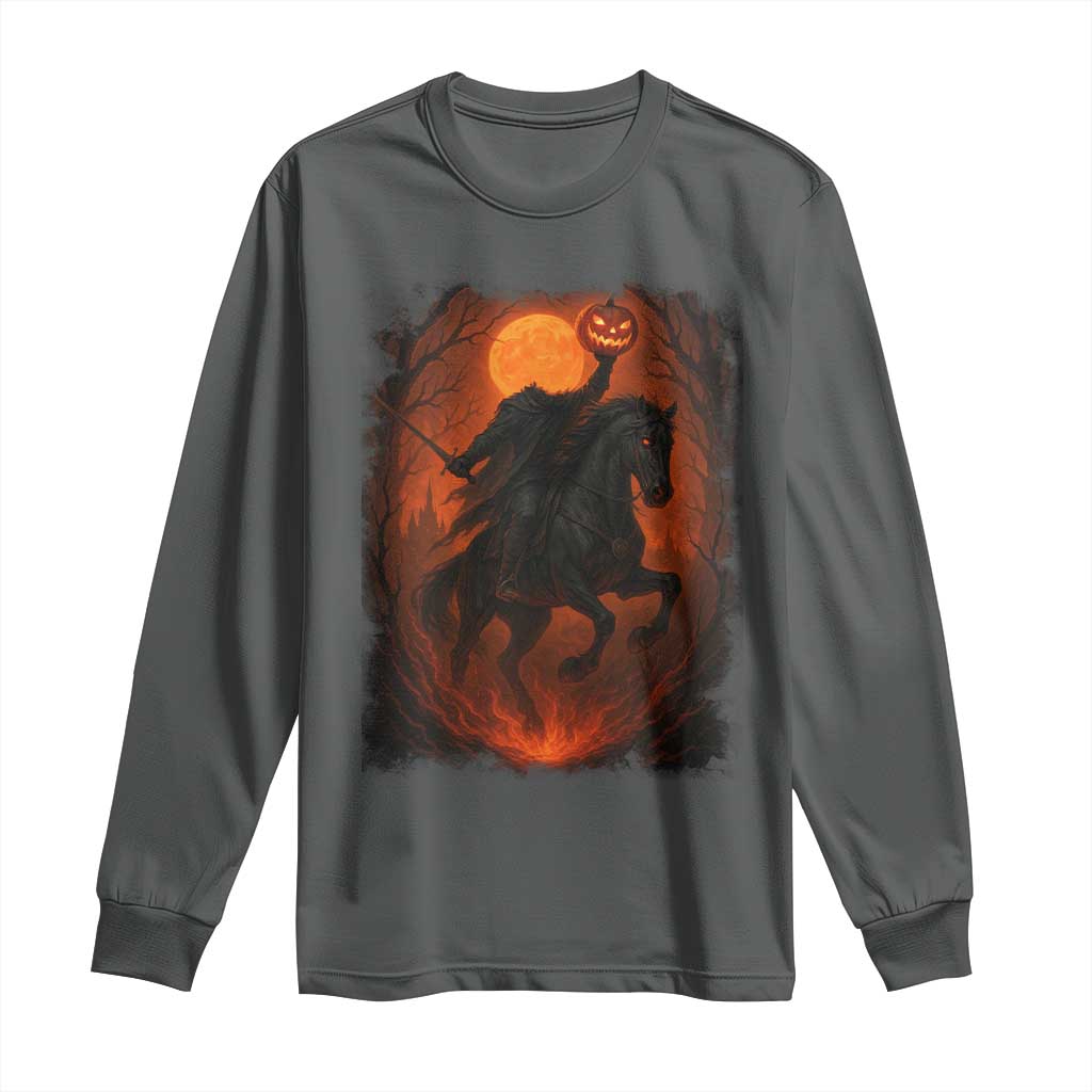 Scary Pumpkin Headless Horseman Halloween Long Sleeve Shirt - Wonder Print Shop
