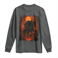 Scary Pumpkin Headless Horseman Halloween Long Sleeve Shirt - Wonder Print Shop