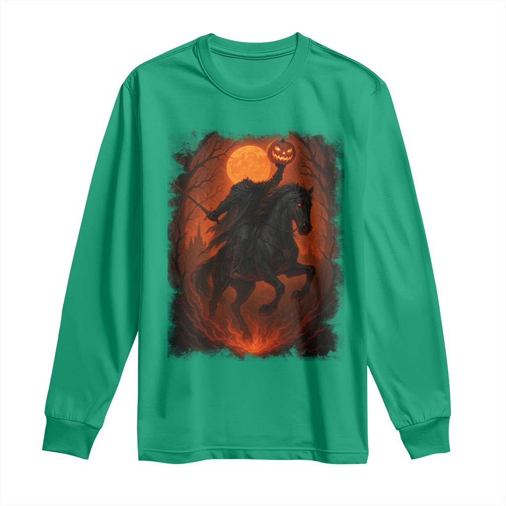 Scary Pumpkin Headless Horseman Halloween Long Sleeve Shirt - Wonder Print Shop