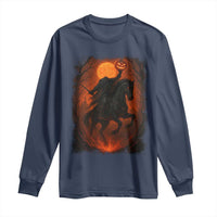 Scary Pumpkin Headless Horseman Halloween Long Sleeve Shirt - Wonder Print Shop