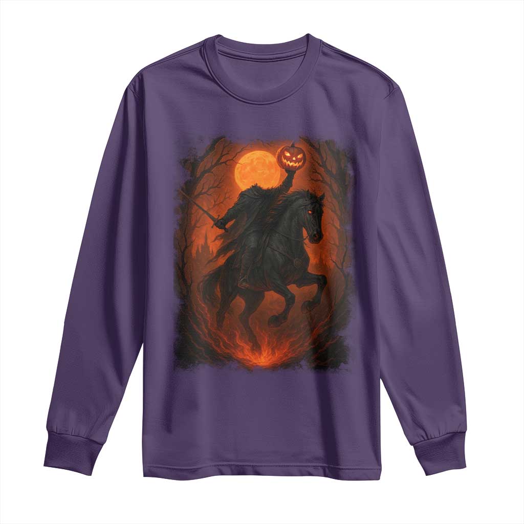 Scary Pumpkin Headless Horseman Halloween Long Sleeve Shirt - Wonder Print Shop