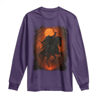 Scary Pumpkin Headless Horseman Halloween Long Sleeve Shirt - Wonder Print Shop