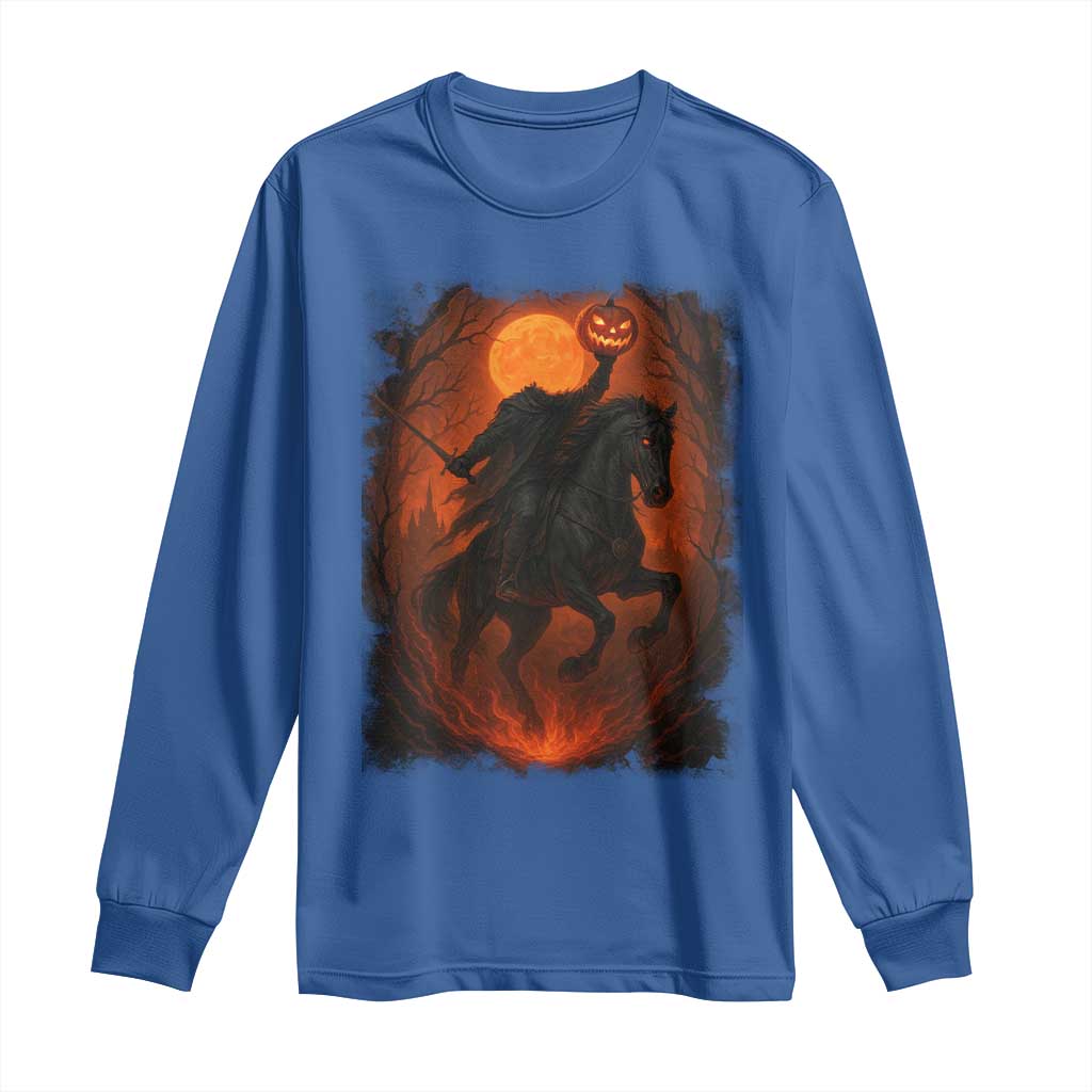 Scary Pumpkin Headless Horseman Halloween Long Sleeve Shirt - Wonder Print Shop