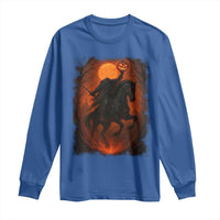Scary Pumpkin Headless Horseman Halloween Long Sleeve Shirt - Wonder Print Shop