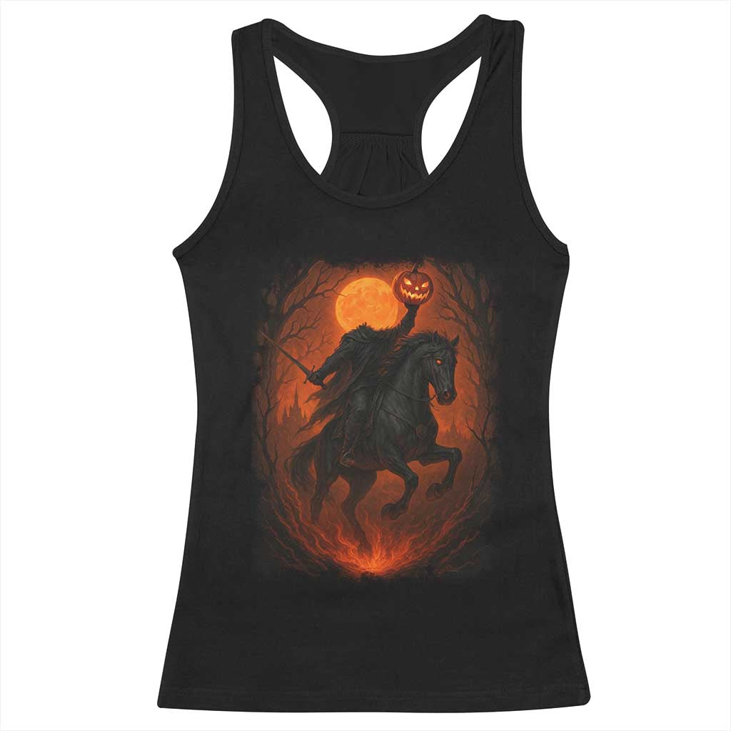 Scary Pumpkin Headless Horseman Halloween Racerback Tank Top - Wonder Print Shop