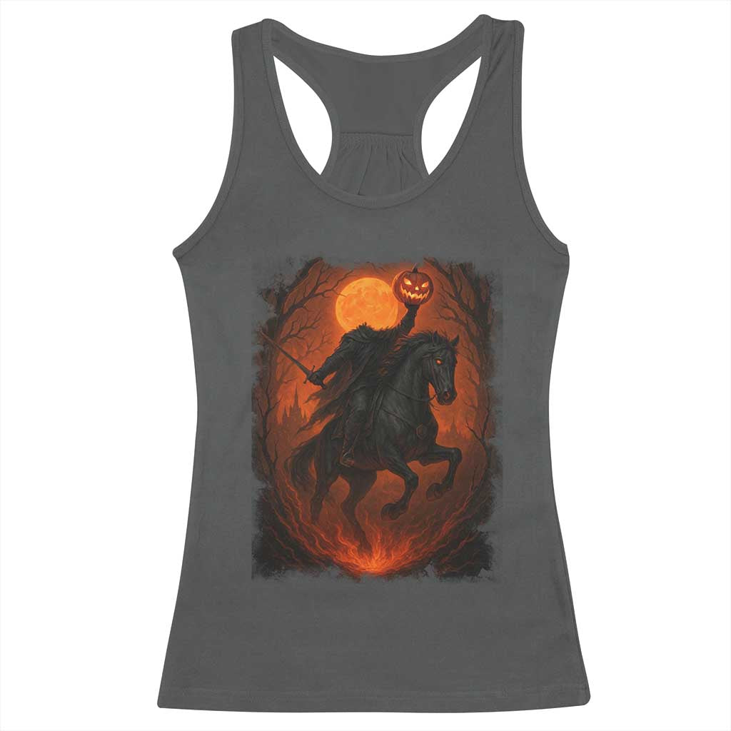 Scary Pumpkin Headless Horseman Halloween Racerback Tank Top - Wonder Print Shop
