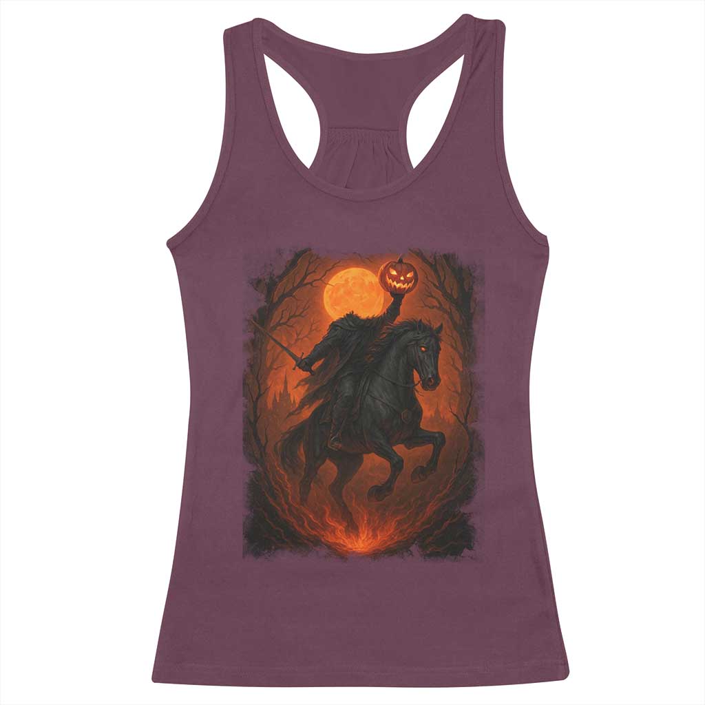 Scary Pumpkin Headless Horseman Halloween Racerback Tank Top - Wonder Print Shop