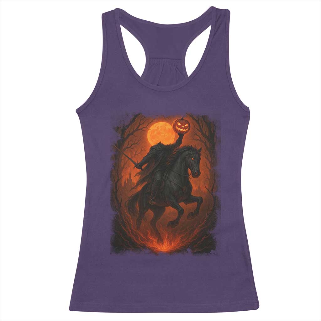 Scary Pumpkin Headless Horseman Halloween Racerback Tank Top - Wonder Print Shop
