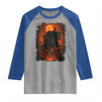Scary Pumpkin Headless Horseman Halloween Raglan Shirt - Wonder Print Shop