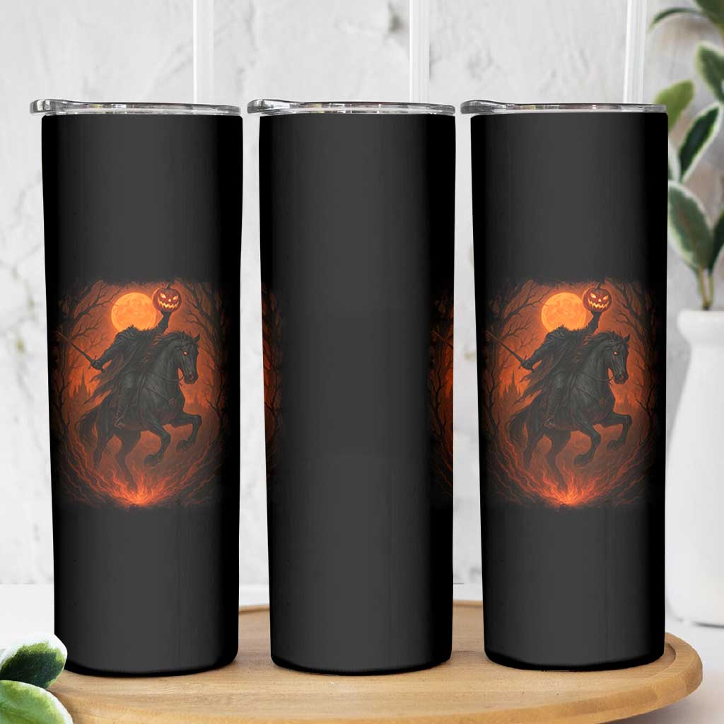 Scary Pumpkin Headless Horseman Halloween Skinny Tumbler - Wonder Print Shop