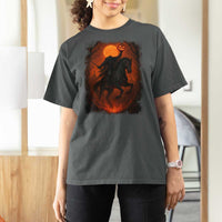 Scary Pumpkin Headless Horseman Halloween T Shirt For Women - Wonder Print Shop
