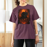 Scary Pumpkin Headless Horseman Halloween T Shirt For Women - Wonder Print Shop