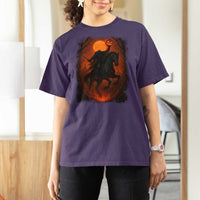 Scary Pumpkin Headless Horseman Halloween T Shirt For Women - Wonder Print Shop