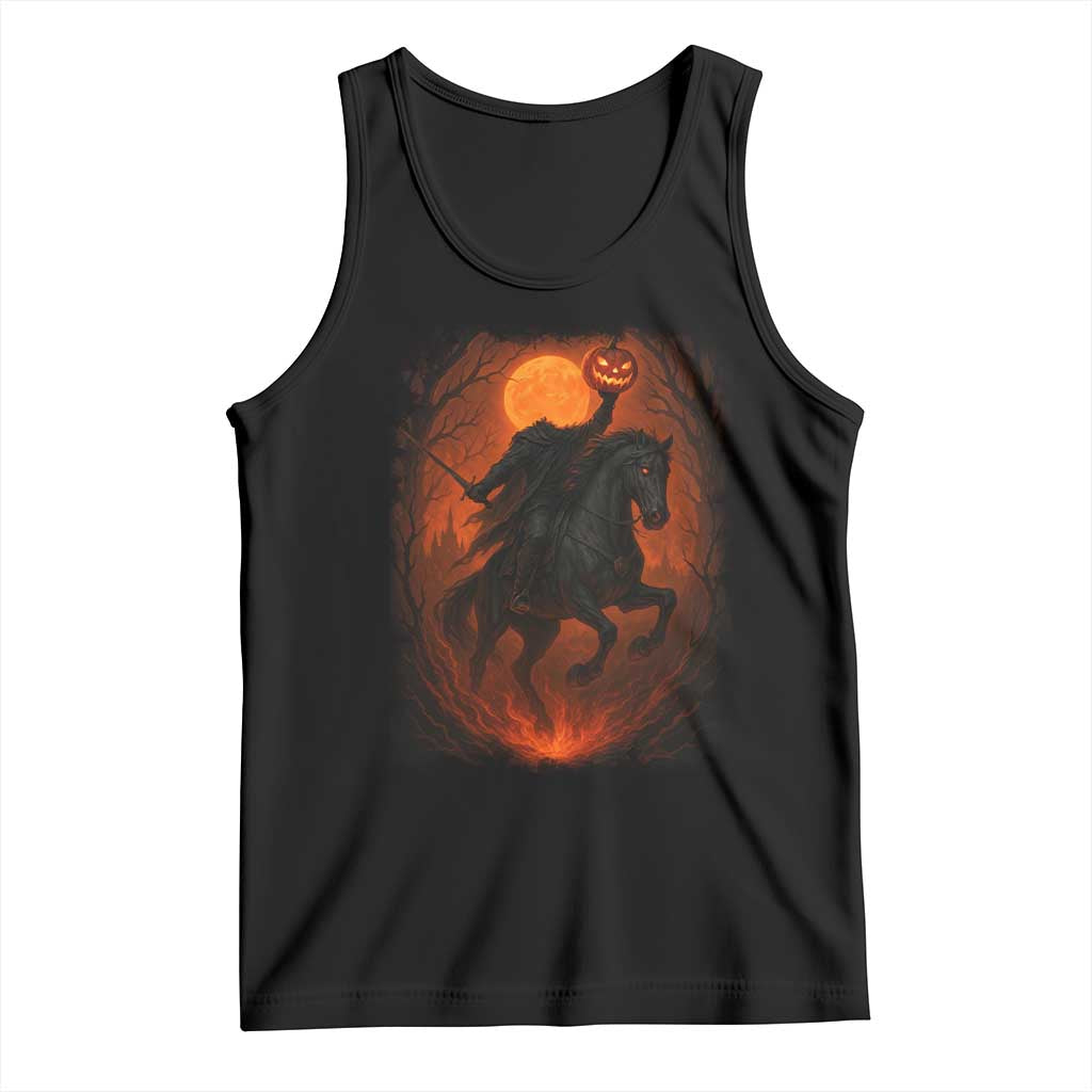Scary Pumpkin Headless Horseman Halloween Tank Top - Wonder Print Shop