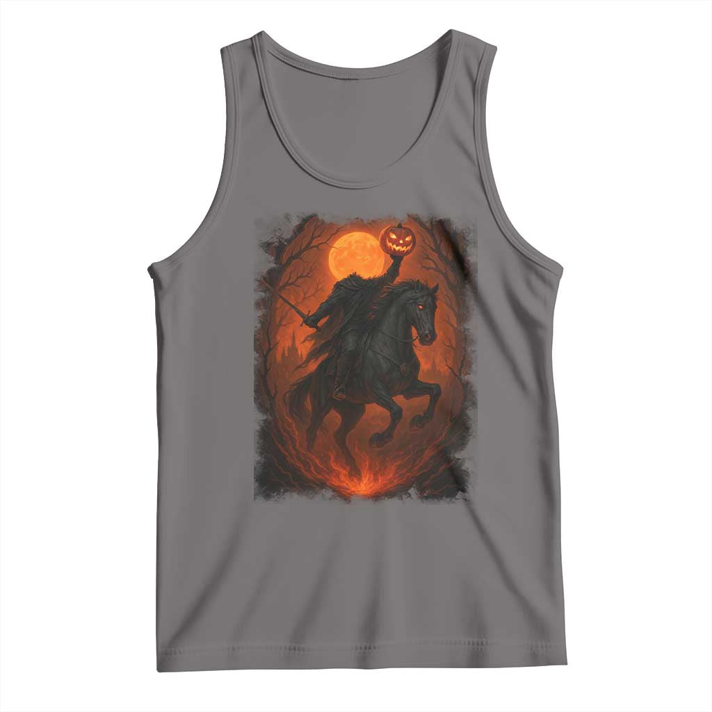 Scary Pumpkin Headless Horseman Halloween Tank Top - Wonder Print Shop