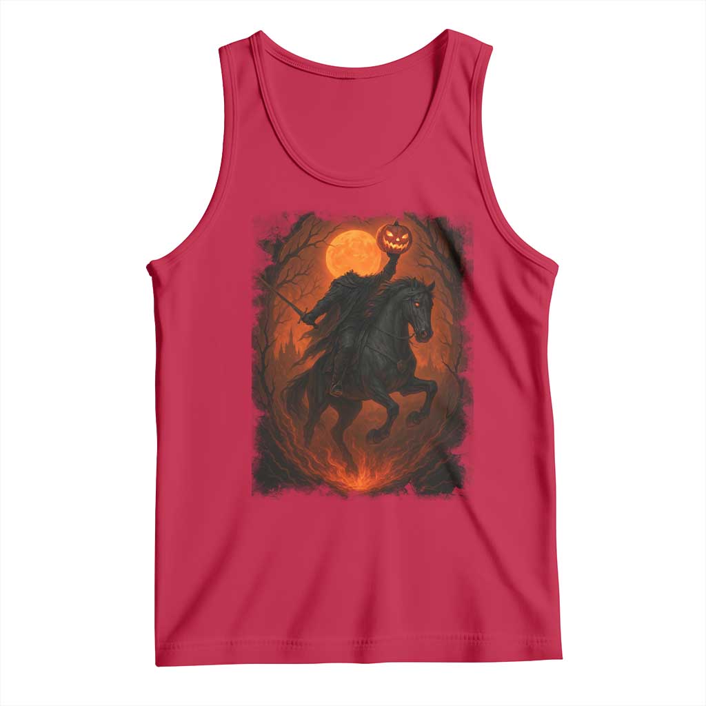 Scary Pumpkin Headless Horseman Halloween Tank Top - Wonder Print Shop