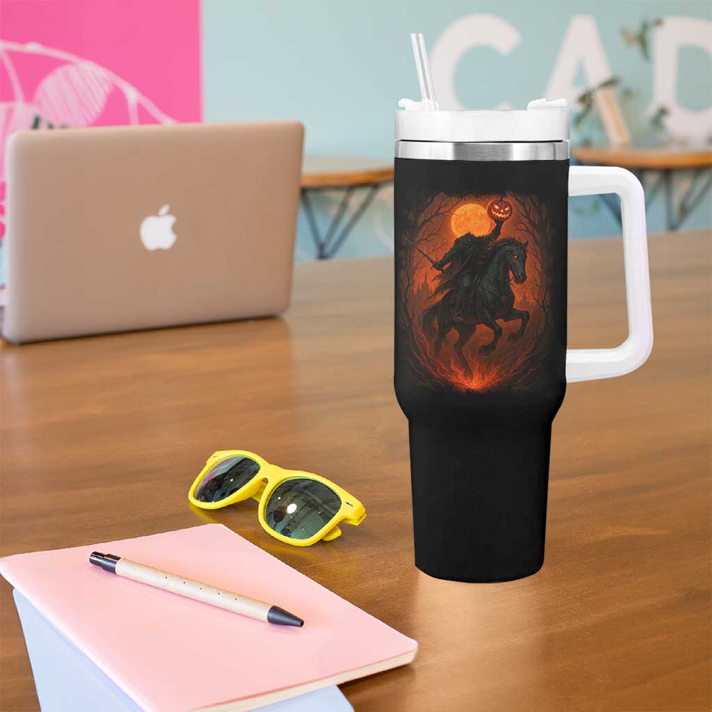 Scary Pumpkin Headless Horseman Halloween Tumbler With Handle - Wonder Print Shop