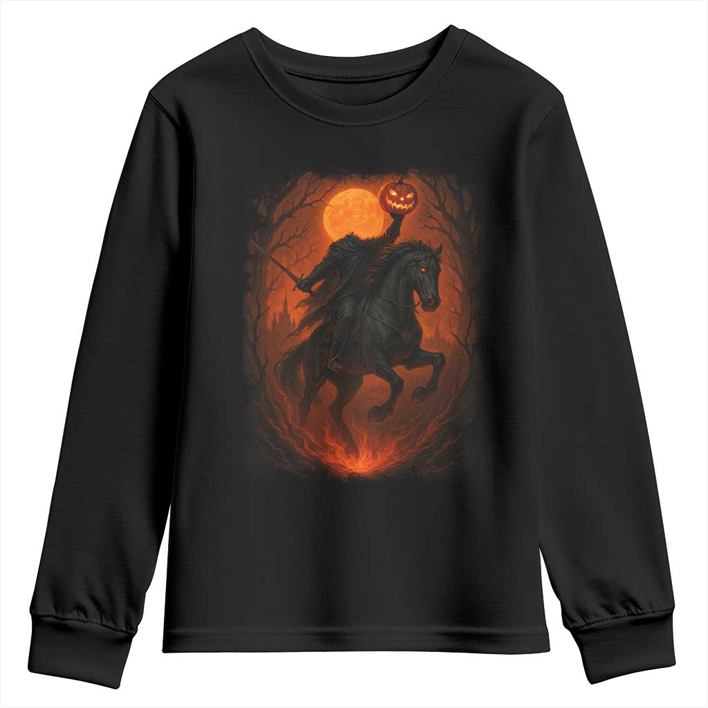 Scary Pumpkin Headless Horseman Halloween Youth Sweatshirt - Wonder Print Shop