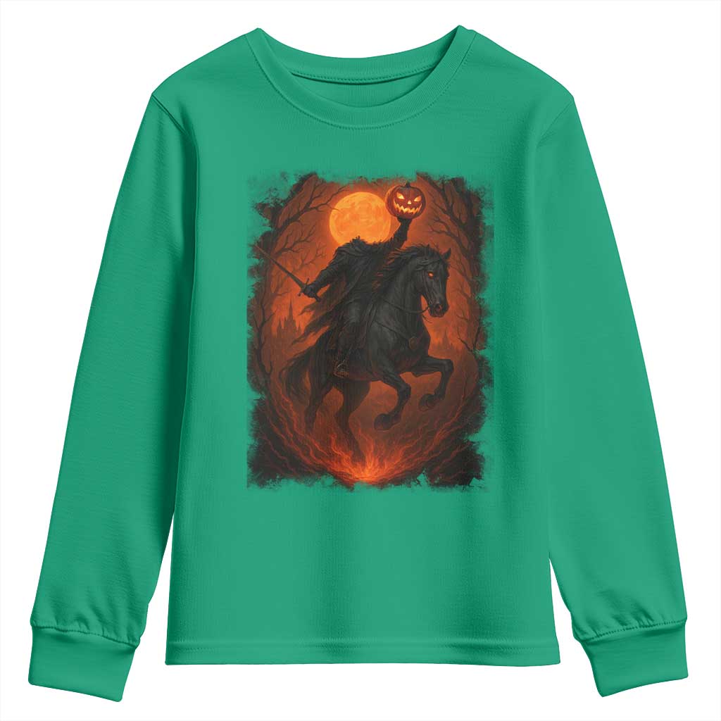 Scary Pumpkin Headless Horseman Halloween Youth Sweatshirt - Wonder Print Shop