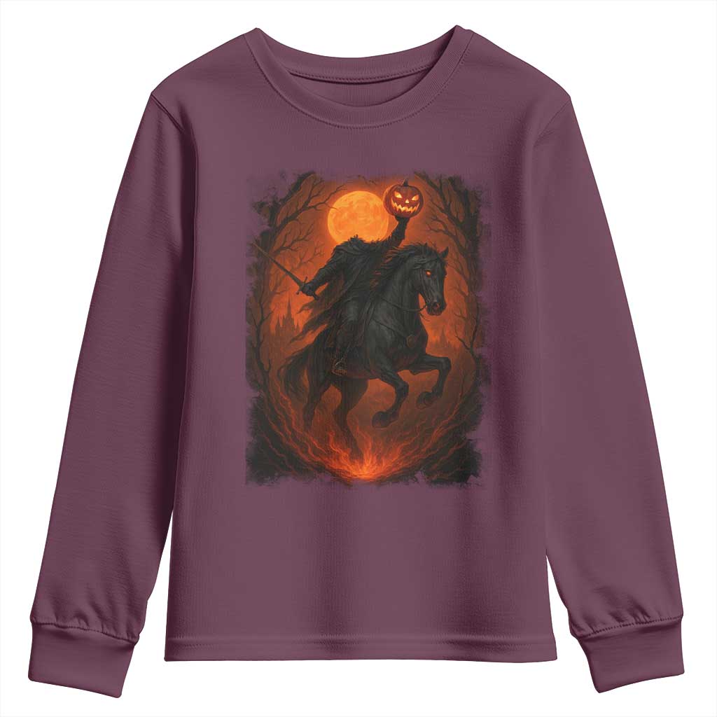 Scary Pumpkin Headless Horseman Halloween Youth Sweatshirt - Wonder Print Shop