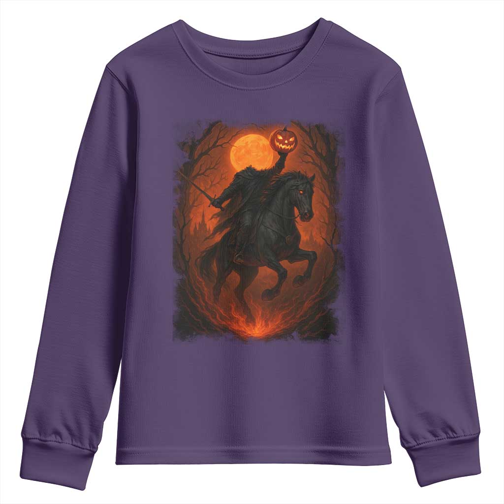 Scary Pumpkin Headless Horseman Halloween Youth Sweatshirt - Wonder Print Shop