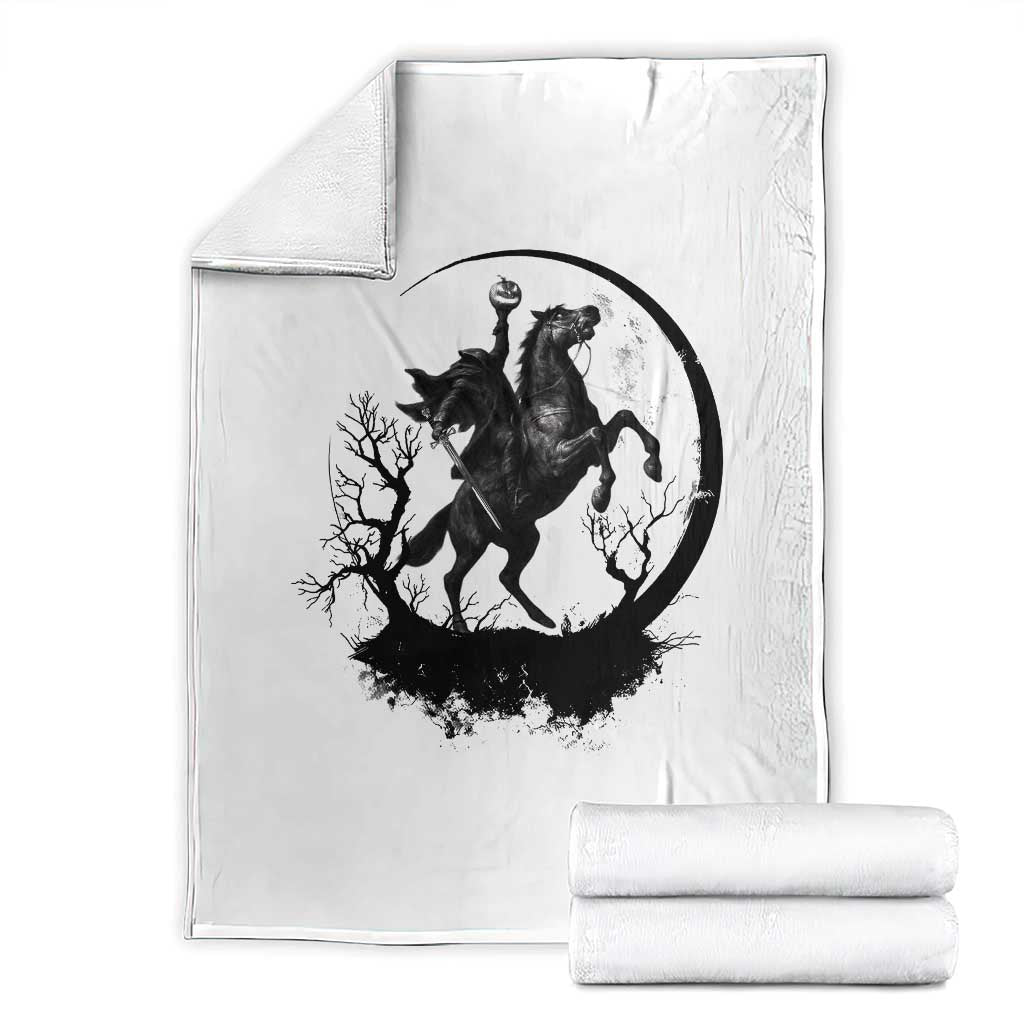 Headless Horseman Throw Blanket Retro Gothic Scary Pumpkin Moon Halloween Costume - Wonder Print Shop