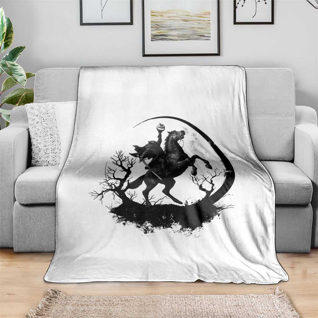 Headless Horseman Throw Blanket Retro Gothic Scary Pumpkin Moon Halloween Costume - Wonder Print Shop