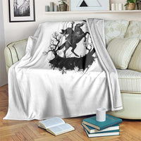 Headless Horseman Throw Blanket Retro Gothic Scary Pumpkin Moon Halloween Costume - Wonder Print Shop