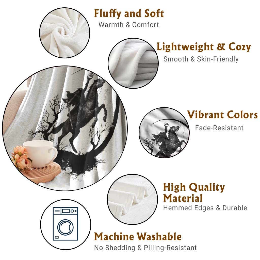 Headless Horseman Throw Blanket Retro Gothic Scary Pumpkin Moon Halloween Costume - Wonder Print Shop