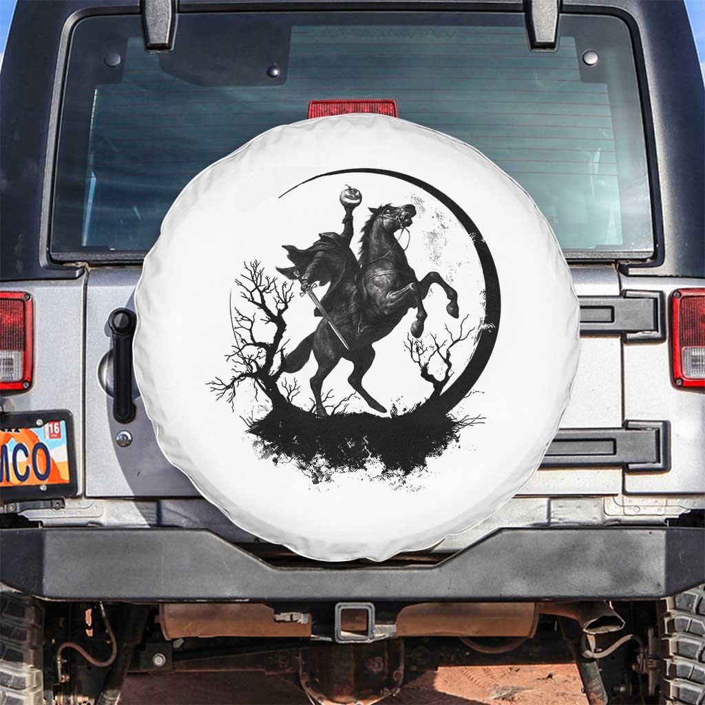 Headless Horseman Spare Tire Cover Retro Gothic Scary Pumpkin Moon Halloween Costume - Wonder Print Shop