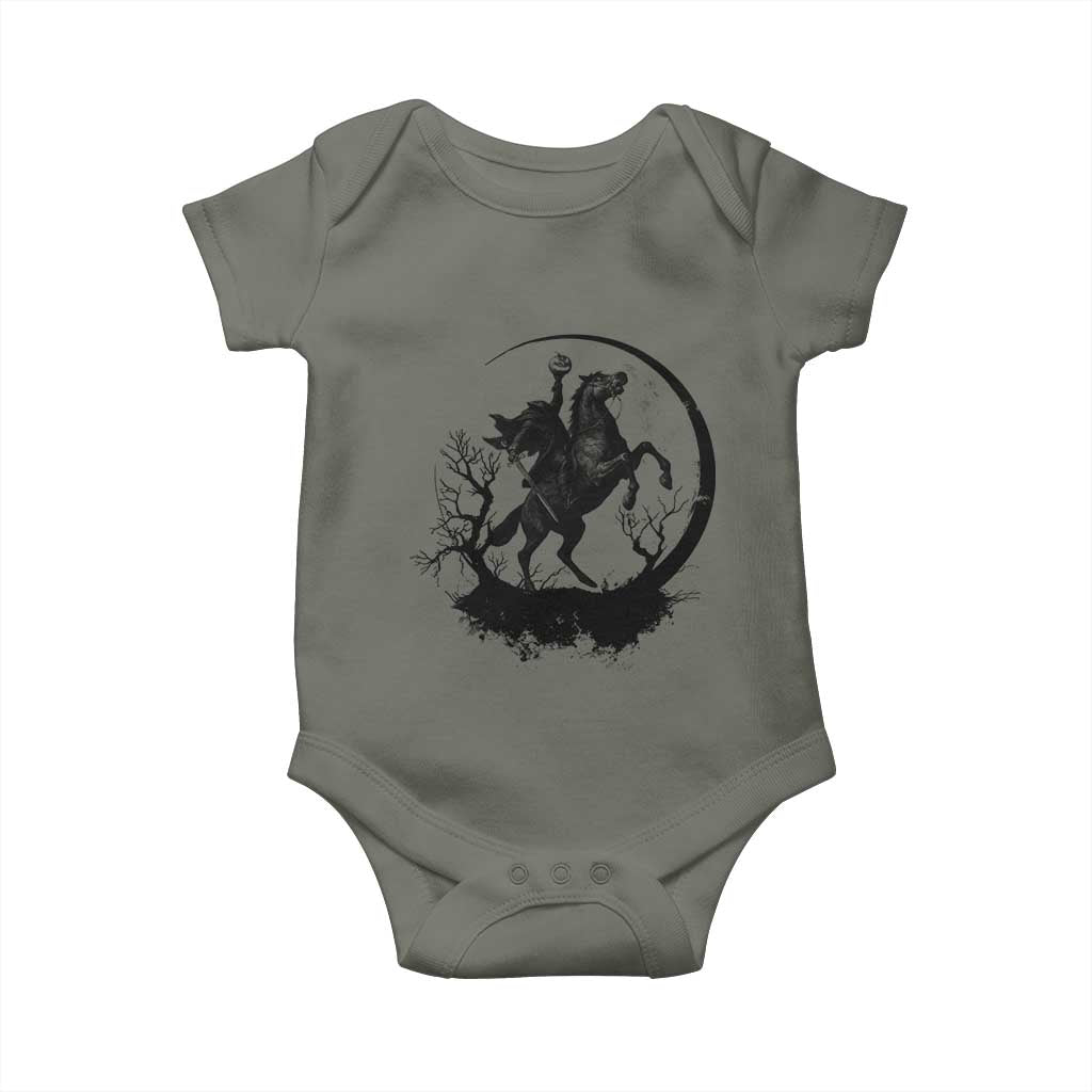 Headless Horseman Baby Onesie Retro Gothic Scary Pumpkin Moon Halloween Costume - Wonder Print Shop