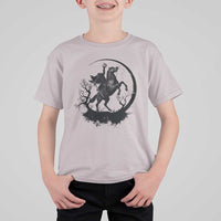 Headless Horseman T Shirt For Kid Retro Gothic Scary Pumpkin Moon Halloween Costume - Wonder Print Shop