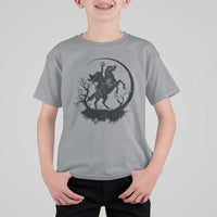 Headless Horseman T Shirt For Kid Retro Gothic Scary Pumpkin Moon Halloween Costume - Wonder Print Shop