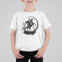 Headless Horseman T Shirt For Kid Retro Gothic Scary Pumpkin Moon Halloween Costume - Wonder Print Shop