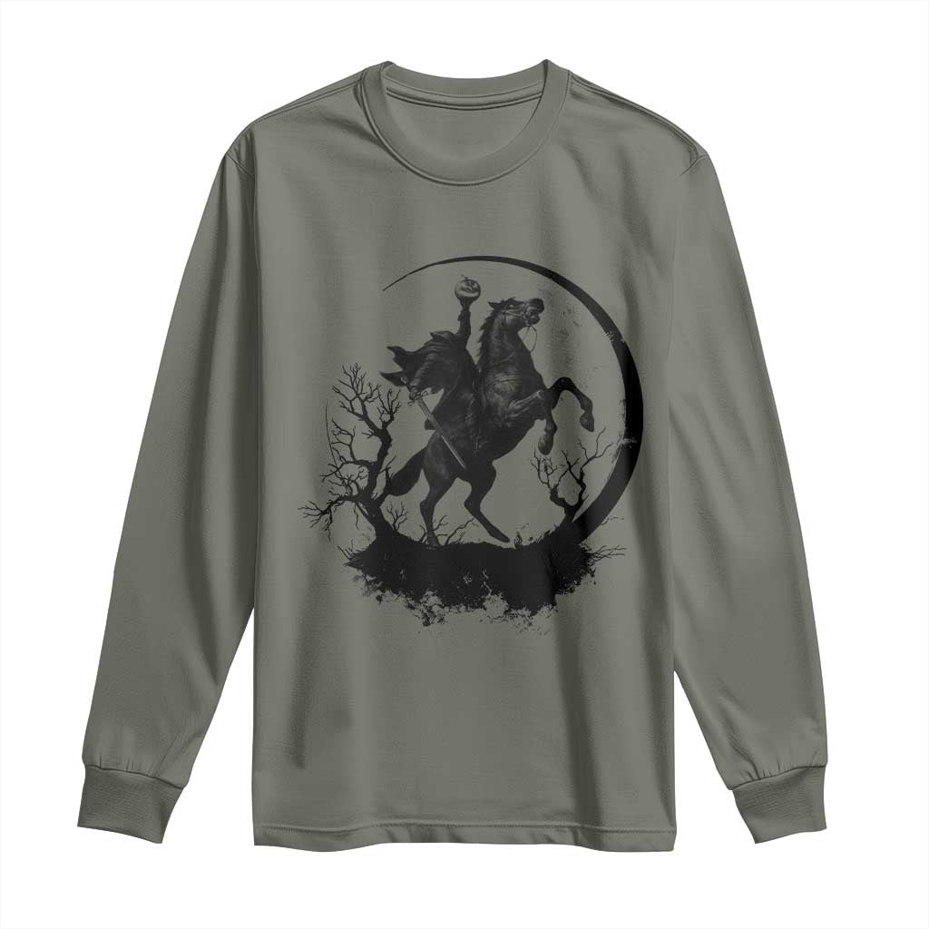 Headless Horseman Long Sleeve Shirt Retro Gothic Scary Pumpkin Moon Halloween Costume - Wonder Print Shop