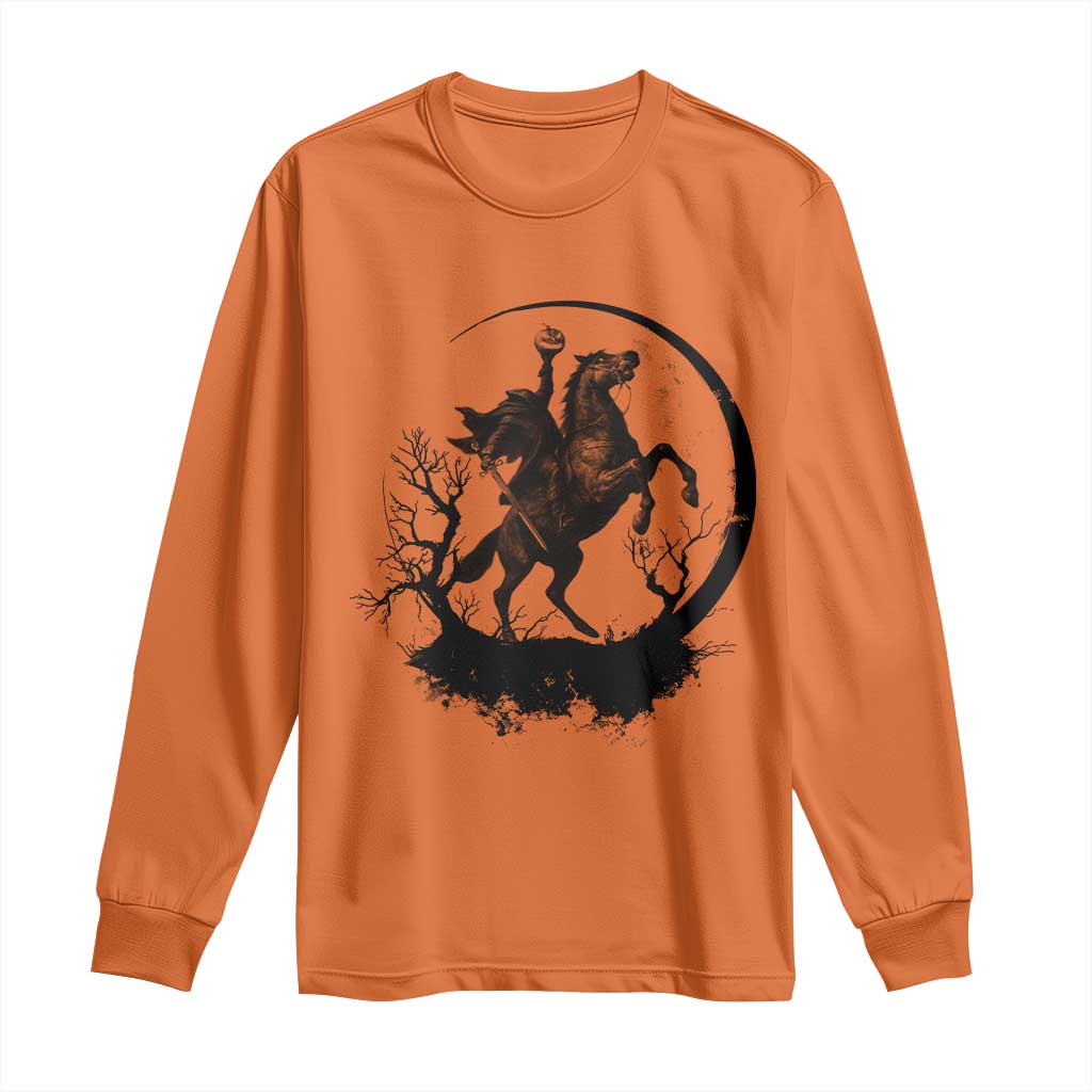 Headless Horseman Long Sleeve Shirt Retro Gothic Scary Pumpkin Moon Halloween Costume - Wonder Print Shop