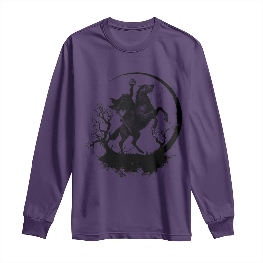Headless Horseman Long Sleeve Shirt Retro Gothic Scary Pumpkin Moon Halloween Costume - Wonder Print Shop