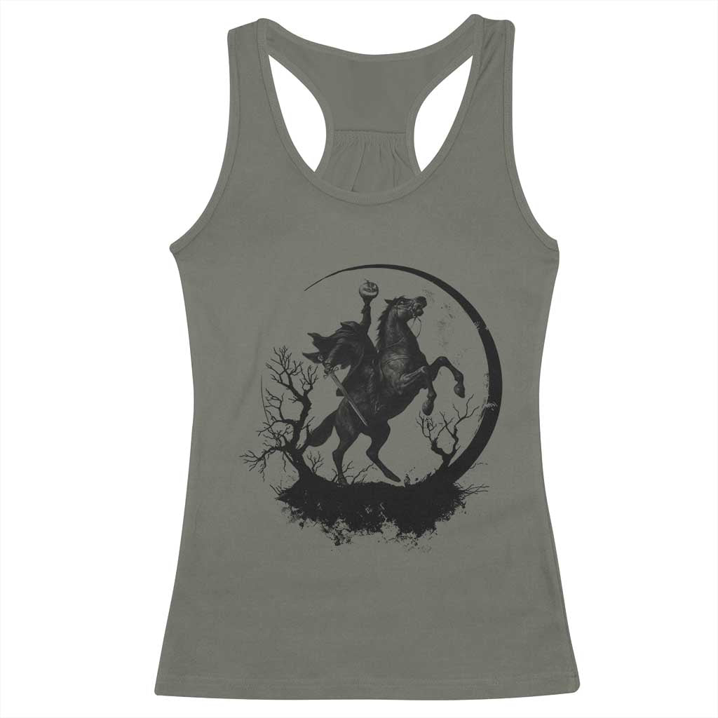 Headless Horseman Racerback Tank Top Retro Gothic Scary Pumpkin Moon Halloween Costume - Wonder Print Shop