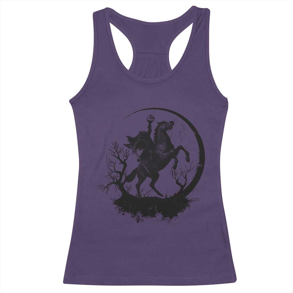 Headless Horseman Racerback Tank Top Retro Gothic Scary Pumpkin Moon Halloween Costume - Wonder Print Shop