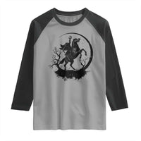 Headless Horseman Raglan Shirt Retro Gothic Scary Pumpkin Moon Halloween Costume - Wonder Print Shop