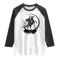 Headless Horseman Raglan Shirt Retro Gothic Scary Pumpkin Moon Halloween Costume - Wonder Print Shop