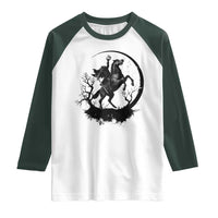 Headless Horseman Raglan Shirt Retro Gothic Scary Pumpkin Moon Halloween Costume - Wonder Print Shop