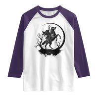 Headless Horseman Raglan Shirt Retro Gothic Scary Pumpkin Moon Halloween Costume - Wonder Print Shop