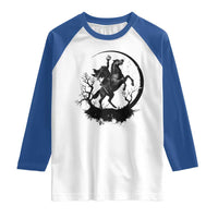Headless Horseman Raglan Shirt Retro Gothic Scary Pumpkin Moon Halloween Costume - Wonder Print Shop